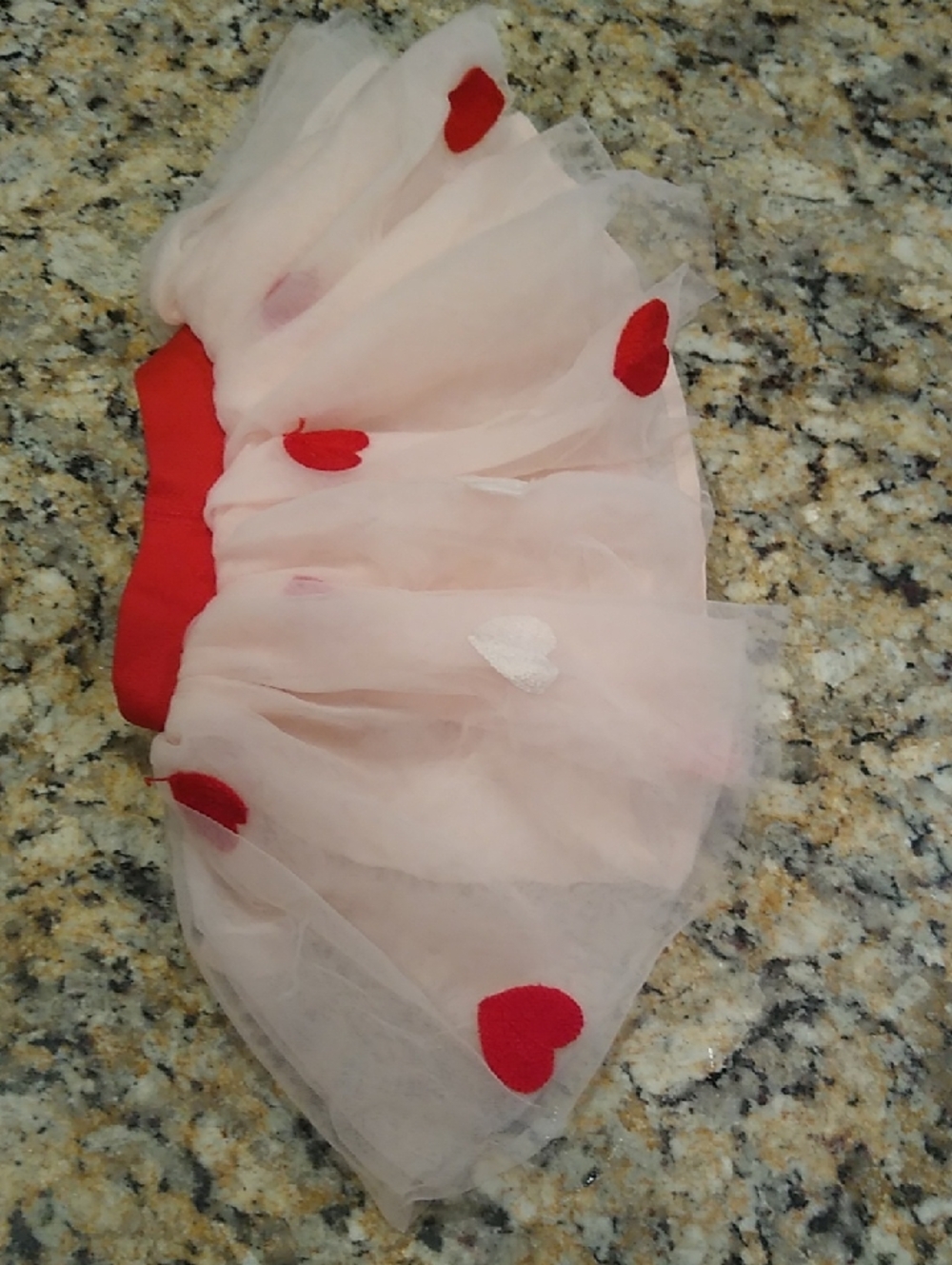 Cat & Jack Pink Tulle Skirt with Red Heart Accents
